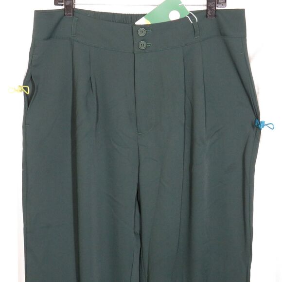 Halara Dark Green High Waist Zip Double Button Pleated Dress Pants Size Large - Picture 3 of 9